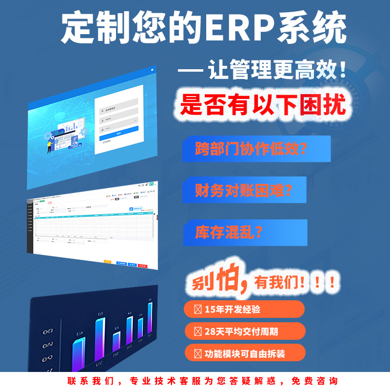 专业定制ERP管理系统进销存财务软件支持二次开发源码交付